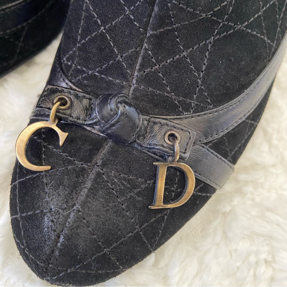 CHRISTIAN DIOR Cannage Quilted Suede Leather Knee-High Boots Stiletto He… - Picture 5 of 16